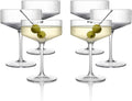 LEMONSODA Clear & Ribbed Martini Coupe Glasses for Cocktails