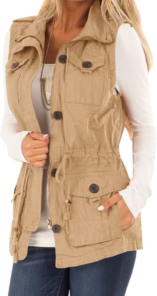 Koodred Women's Casual Military Utility Vest for All Seasons