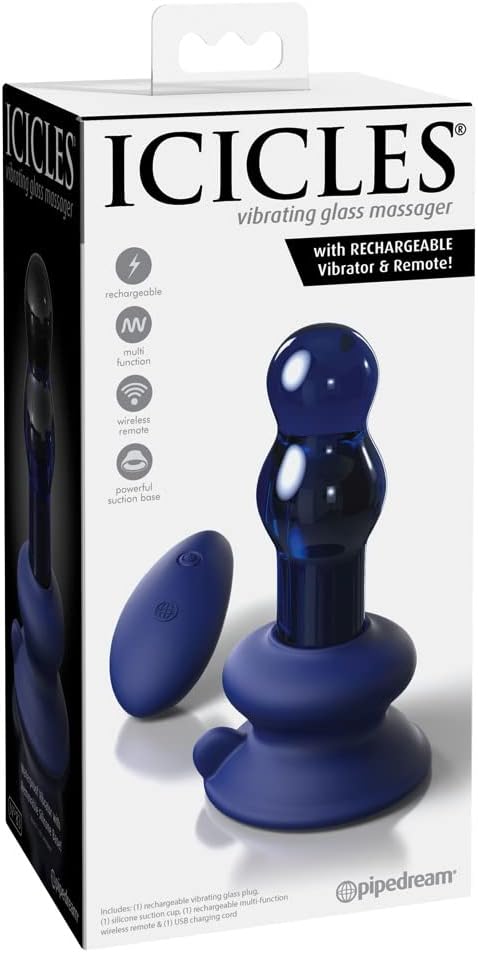 Icicles No 83 Rechargeable Glass Vibrator with Remote Control