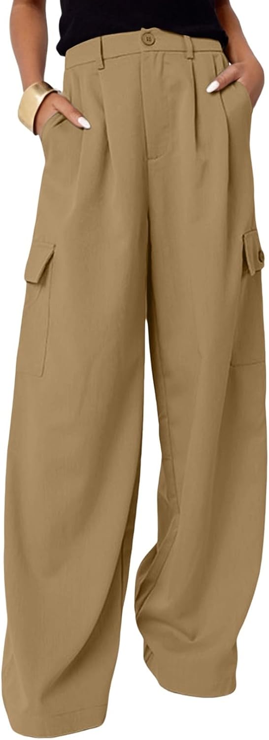 Dokotoo Womens High Waisted Wide Leg Cargo Pants for Style