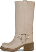 Women's Knee High Riding Boots Round Toe Block Heel - Comfortable Wide