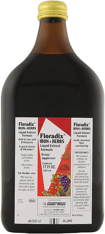 Floradix Iron & Herbs Liquid Supplement for Energy Support