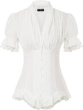 Scarlet Darkness Victorian Short Sleeve Peplum Blouse - Dressy Lace