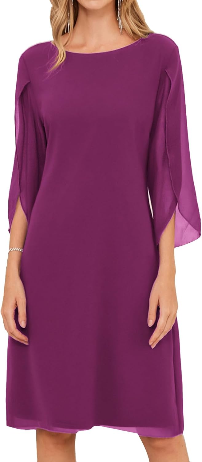 Chiffon Dress with Flutter Sleeves for Elegant Occasions