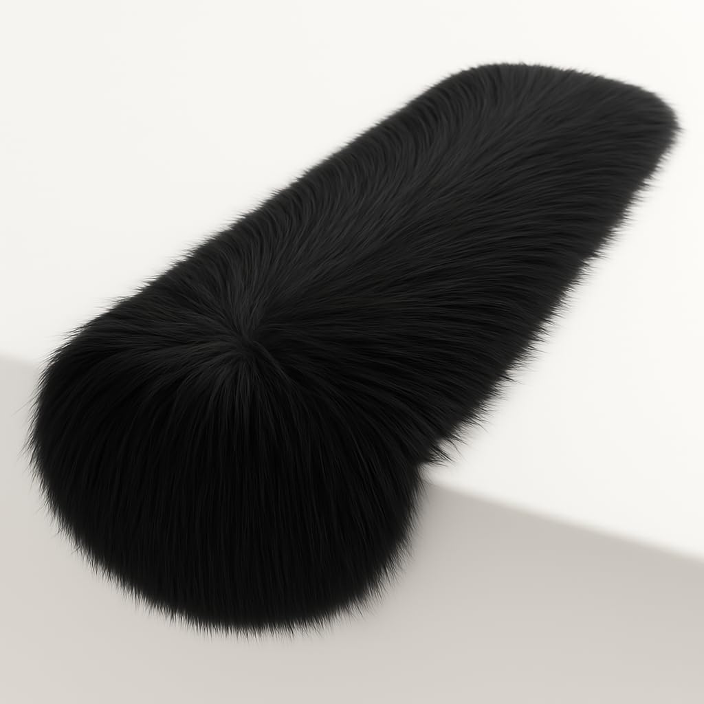 FabricLA Black Faux Fur Table Runner for Holiday Decor