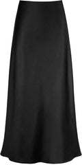 Women's Satin High Waisted Maxi Skirt A-Line - Flattering Silhouette