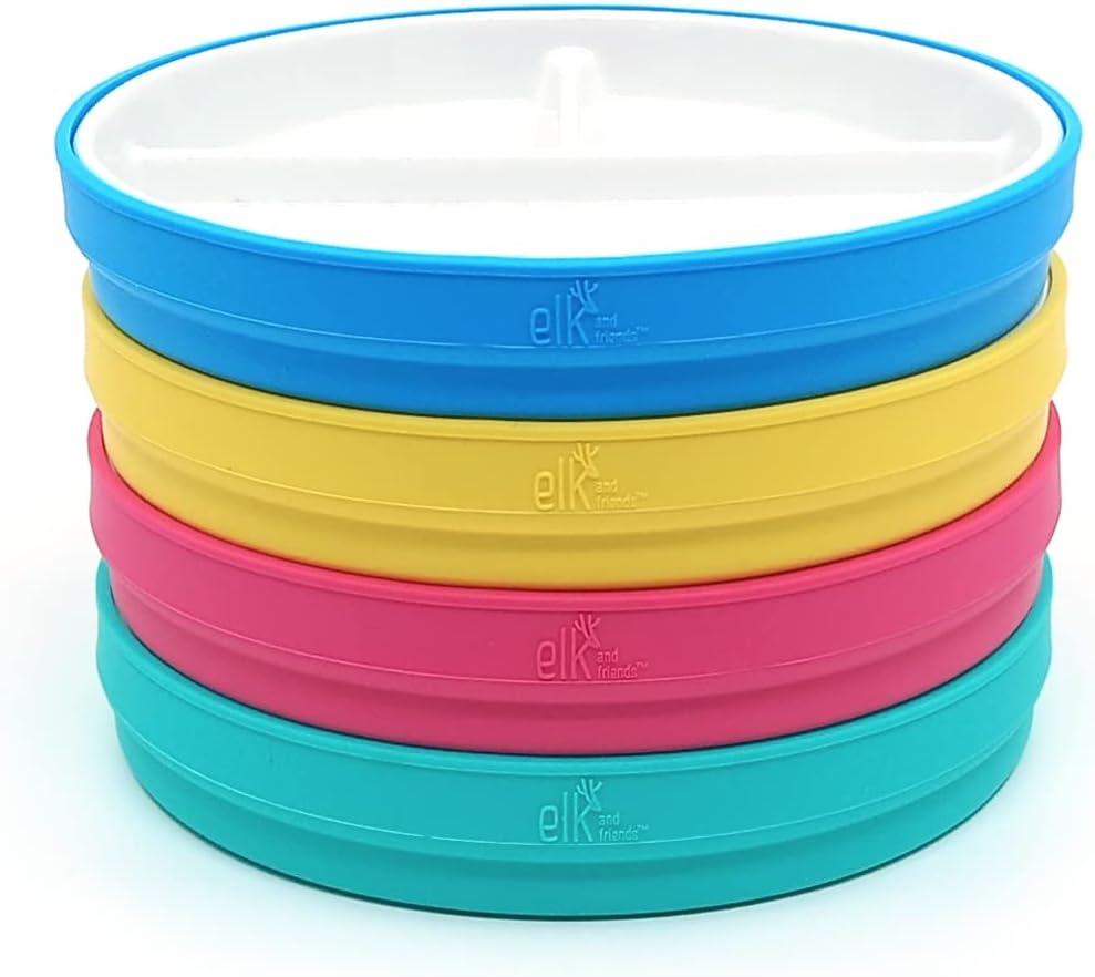 Elk and Friends Kids 6.7 Porcelain Divided Plates for Toddlers