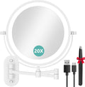 Wall Mounted Makeup Mirror with Light 1X/20X - Rechargeable 8in