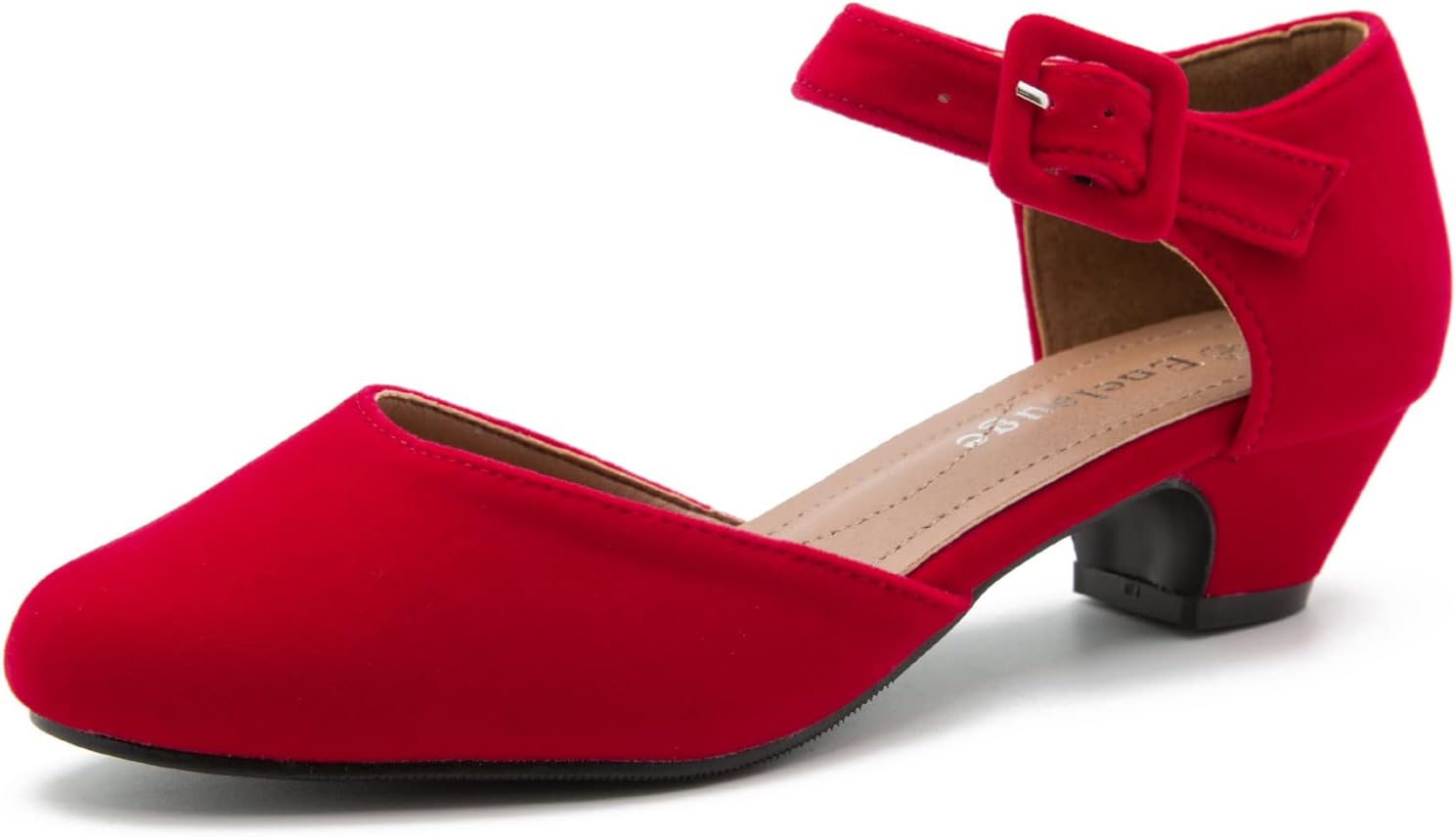 Stylish Women's Ankle Strap Closed Toe Low Chunky Heel Pumps