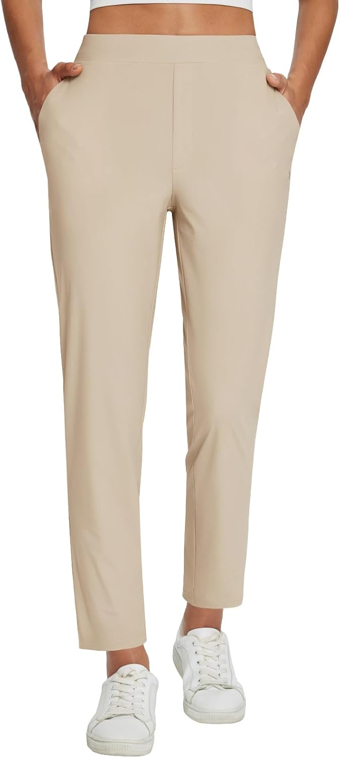 Lightweight Stretch Travel Pants for Women with Zipper Pockets
