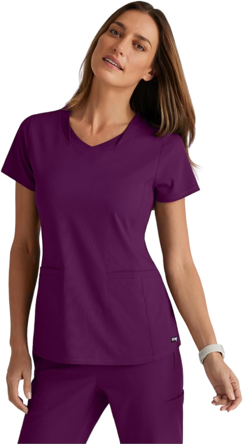 Grey's Anatomy Spandex Stretch Direct Bolt Scrub Top for Women