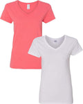 Gildan Women's Heavy Cotton V-Neck T-Shirt 2-Pack - Midweight Cotton