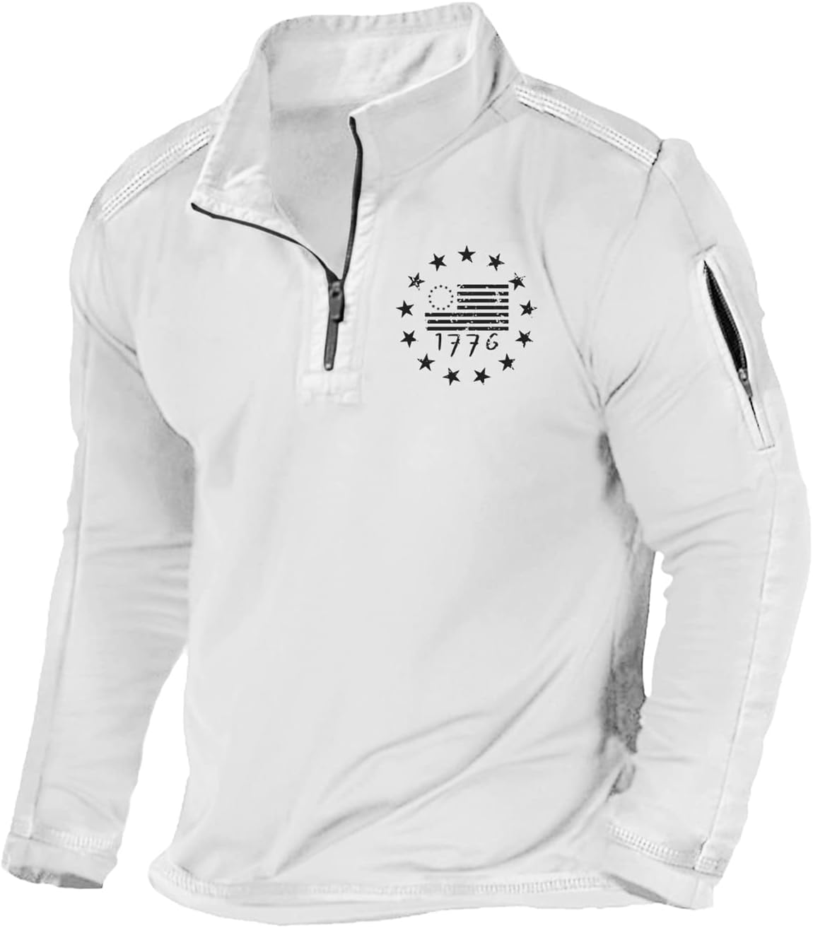 H HYFOL Men's USA Flag Graphic Pocket Pullover for All Seasons