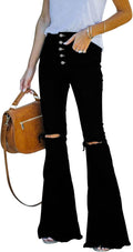 Black Bell Bottom Jeans High Waisted Flare Jeans for Women