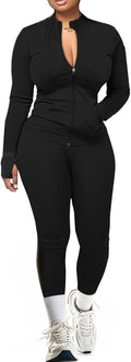 Two Piece Women's Tracksuit Set - Zip Jacket & Leggings for Gym