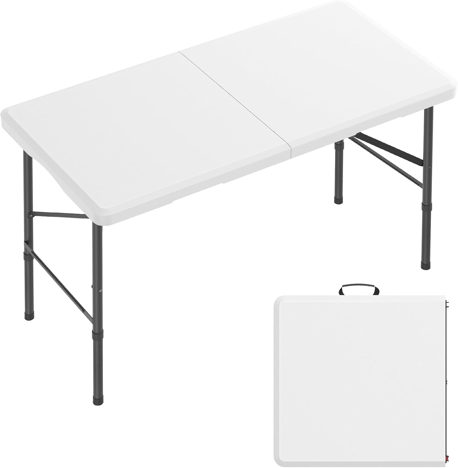 4 Ft Plastic Folding Table for Indoor & Outdoor Use, Heavy Duty