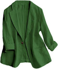 IDEALSANXUN Linen Blazer Women 3/4 Sleeve Lightweight