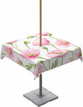 Waterproof Pink Poppy Tablecloth for Outdoor Dining