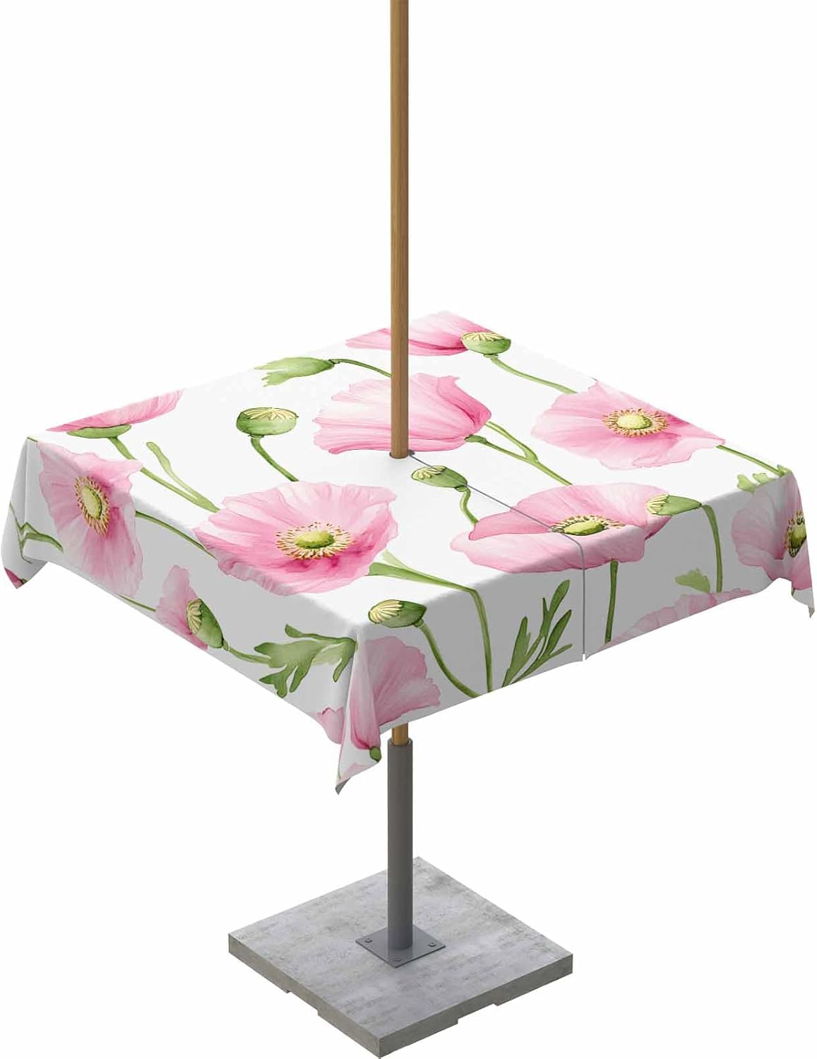 Waterproof Pink Poppy Tablecloth for Outdoor Dining