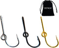 Fish Hook Hat Clip Pins for Men - 3pc Gold Silver Black