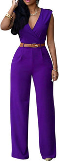 Pink Queen Wide Leg Jumpsuit for Women - Flattering Dressy Romper Deep