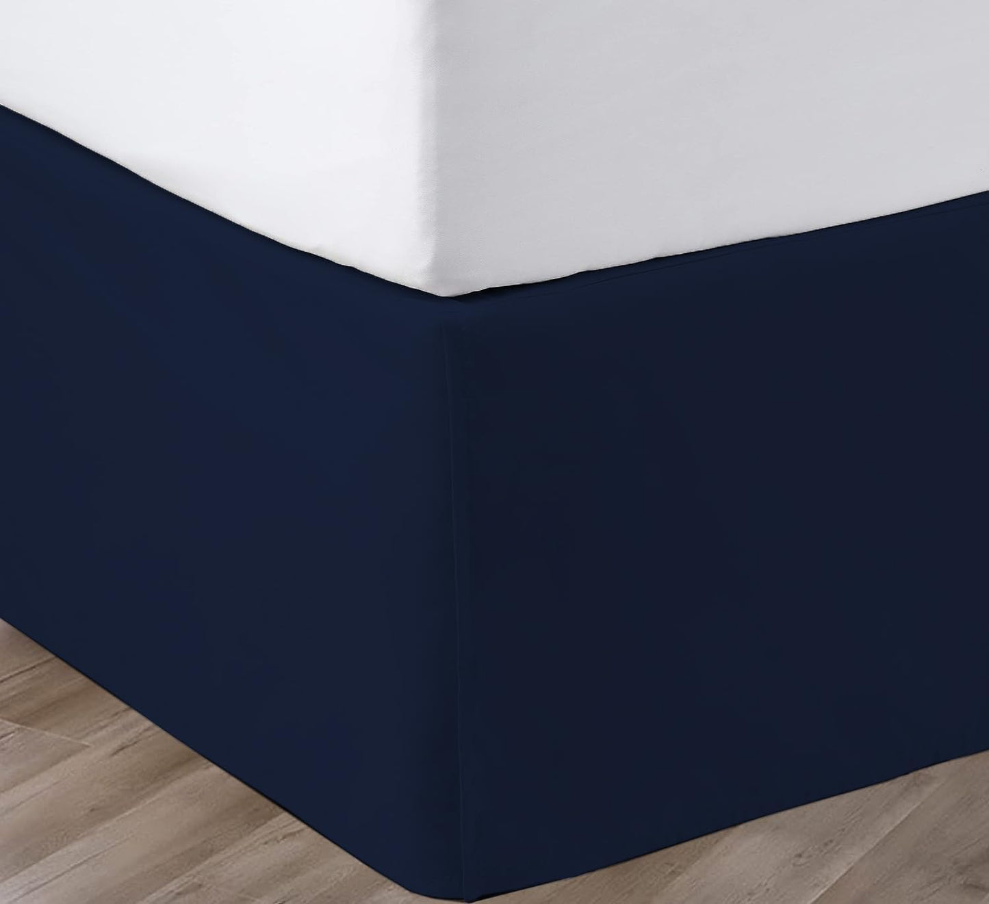 Elegant Navy Blue 16 Inch Drop Bed Skirt for Cal King Beds