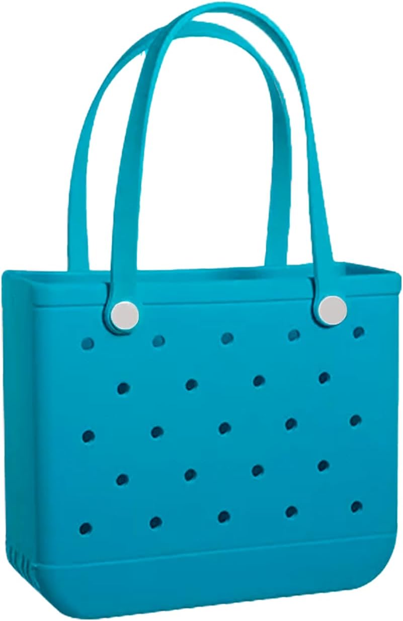 Beach Bag Rubber Small Tote Bag for Women, Waterproof Handbag