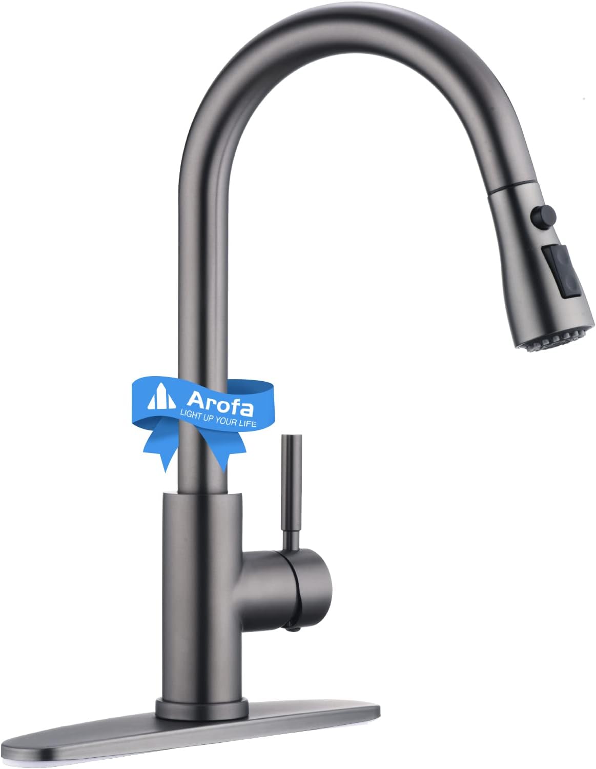 Black Stainless Kitchen Faucet with Pull Down Sprayer for Convenience