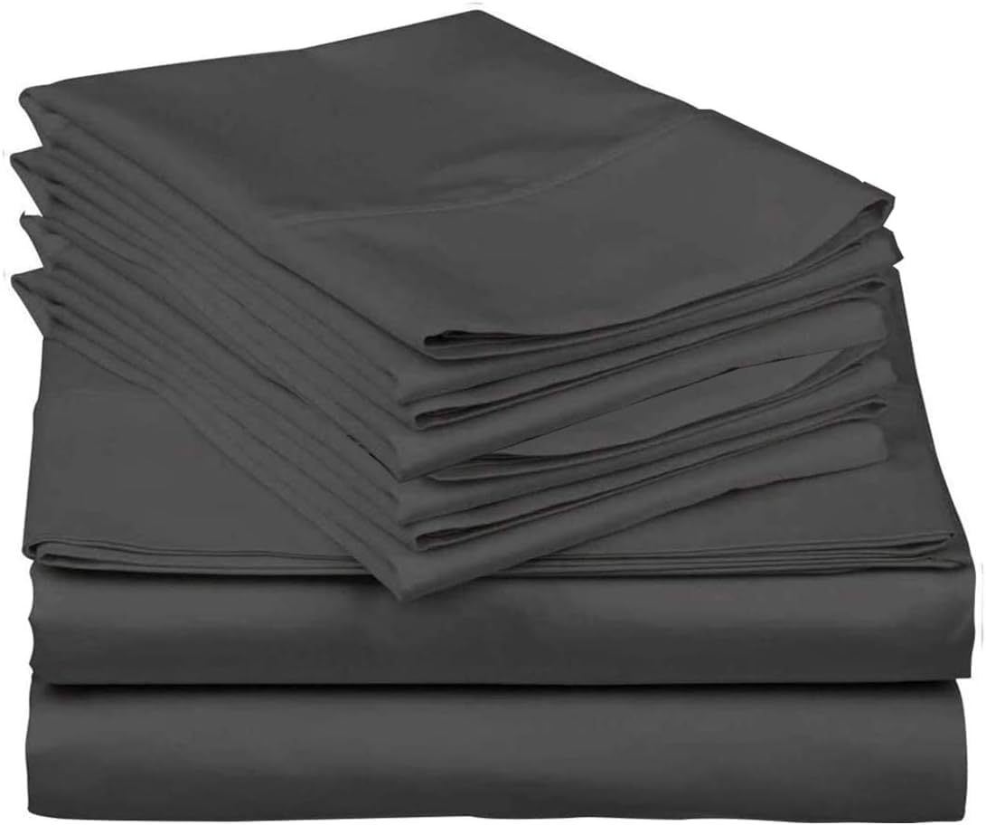 Luxurious 6 Piece Queen Sheet Set in Dark Grey for Comfort