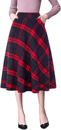 Plaid Midi Skirt High Waist Aline Pleated Skirt - Classic Fall Style
