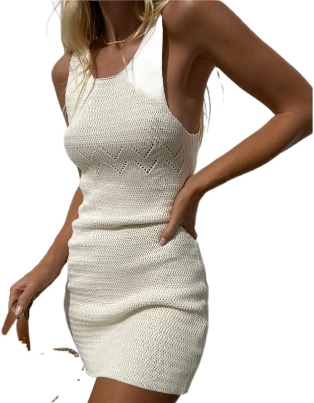 Bodycon Dresses for Women Summer Knit Hollow Out Sexy Night Out