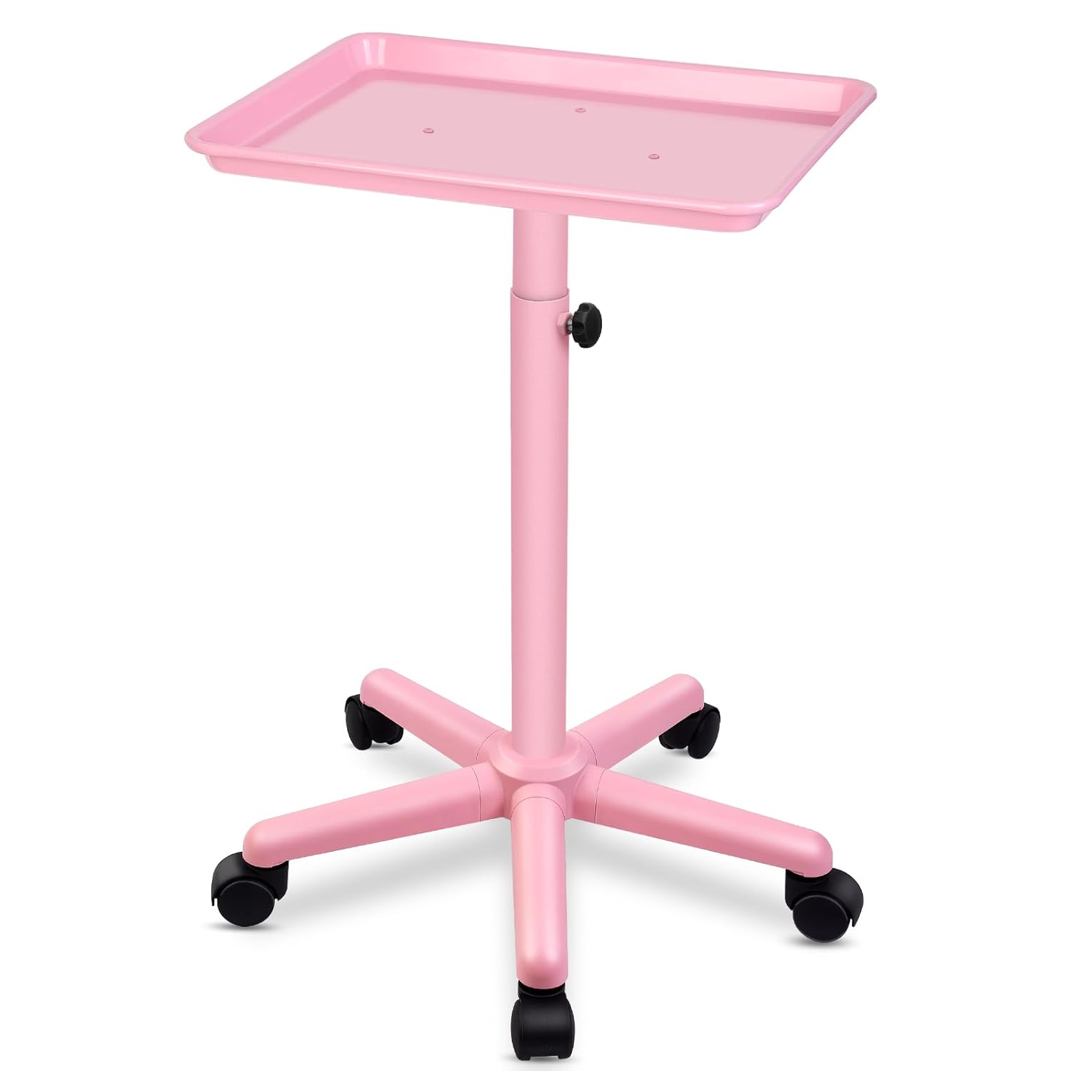 Adjustable Pink Salon Tray with Wheels for Hair Color Services