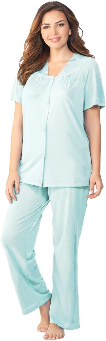 Exquisite Form Women's Nylon Tricot Short Sleeve Pajama Set