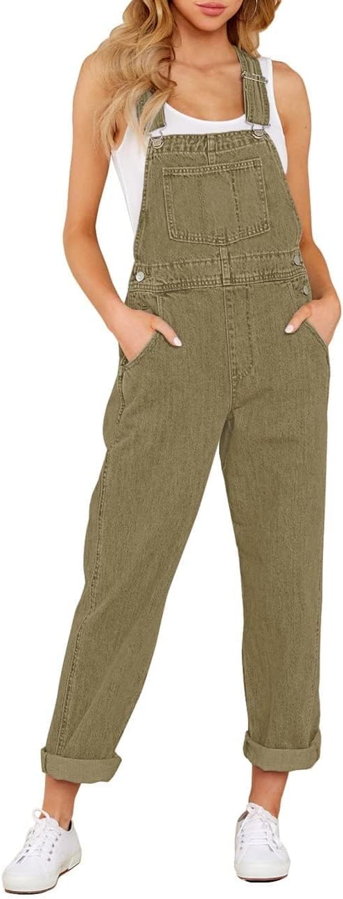 Vetinee Womens Classic Adjustable Straps Denim Bib Overalls