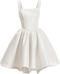 Satin Homecoming Dresses for Teens with Pockets and Straps