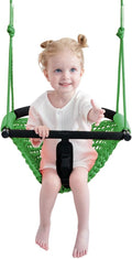Green Toddler Swing & 2-in-1 Baby Swing - Adjustable Rope Seat