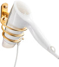 Wall Mounted Hair Dryer Holder Spiral Shelf - Space Saving Gold