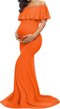 Glampunch Off Shoulder Maternity Dress Ruffles Slim Maxi Special
