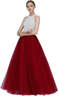 A Line Long Full Bridesmaid Tulle Skirt for Women - High Waisted Flowy