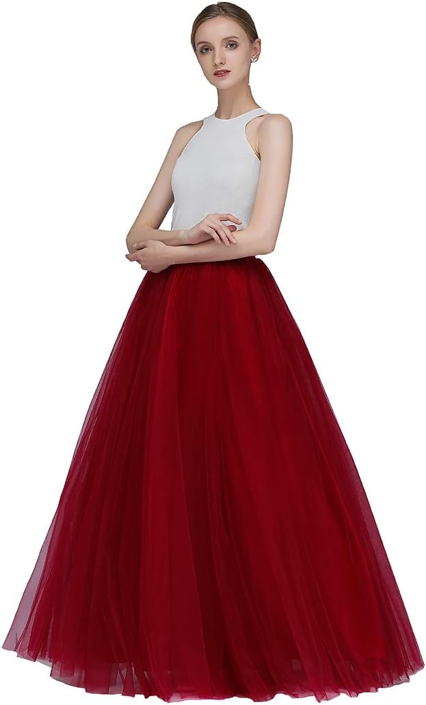 A Line Long Full Tulle Skirt for Bridesmaid and Parties