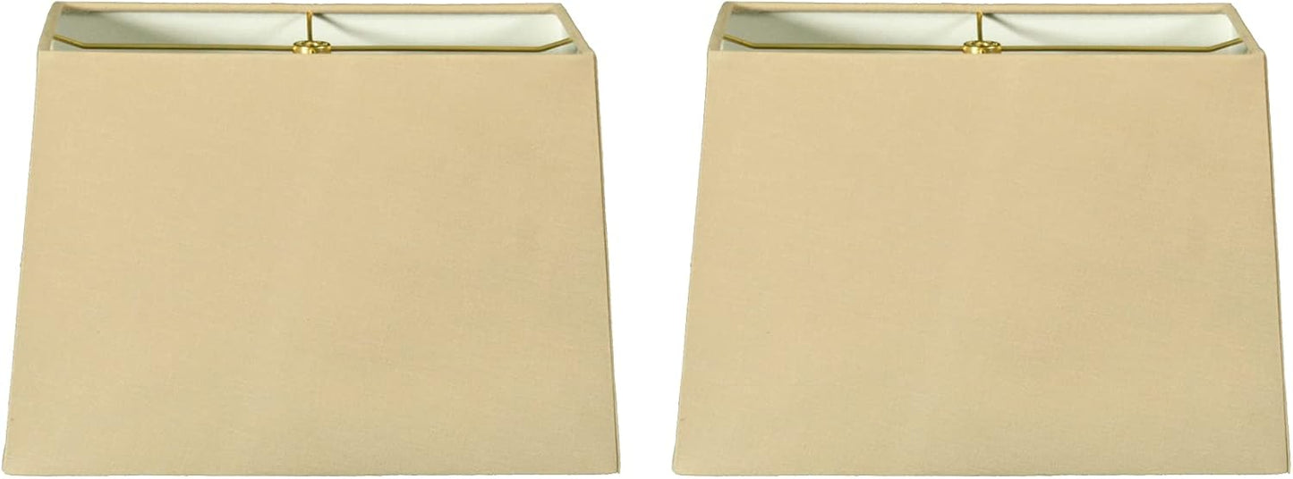 Set of 2 Linen Beige Rectangle Hardback Lamp Shades 7 x 14ft 9 x 16ft