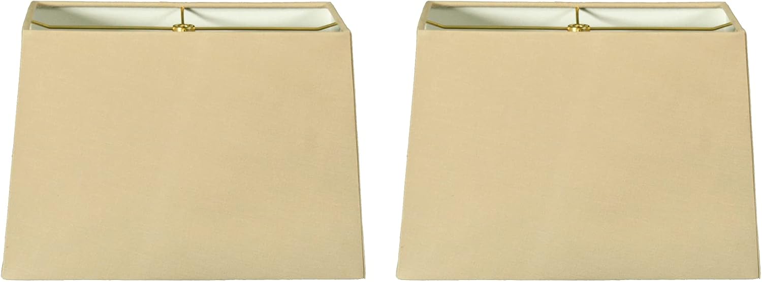 Set of 2 Linen Beige Rectangle Hardback Lamp Shades 7 x 14ft 9 x 16ft