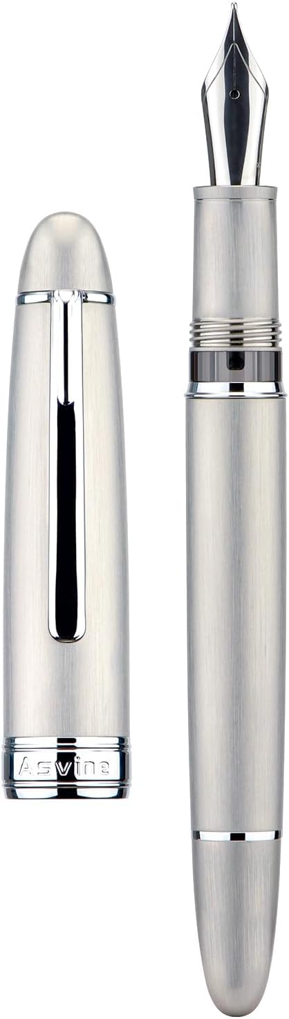Asvine J16 Brushed Titanium Fountain Pen for Smooth Writing