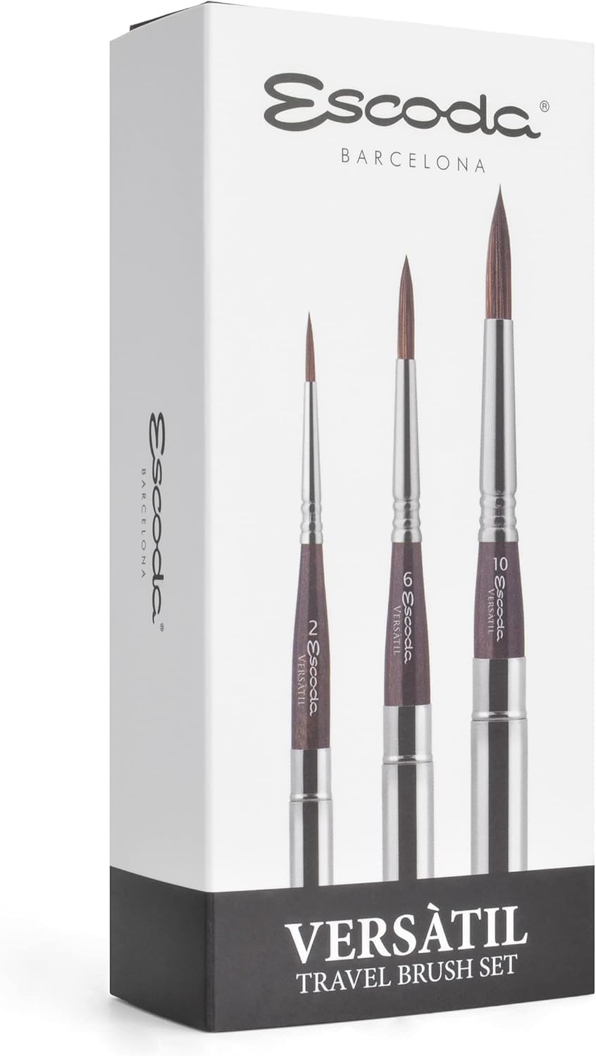 Escoda Watercolour Versatil Set with 3 Round Travel Brushes