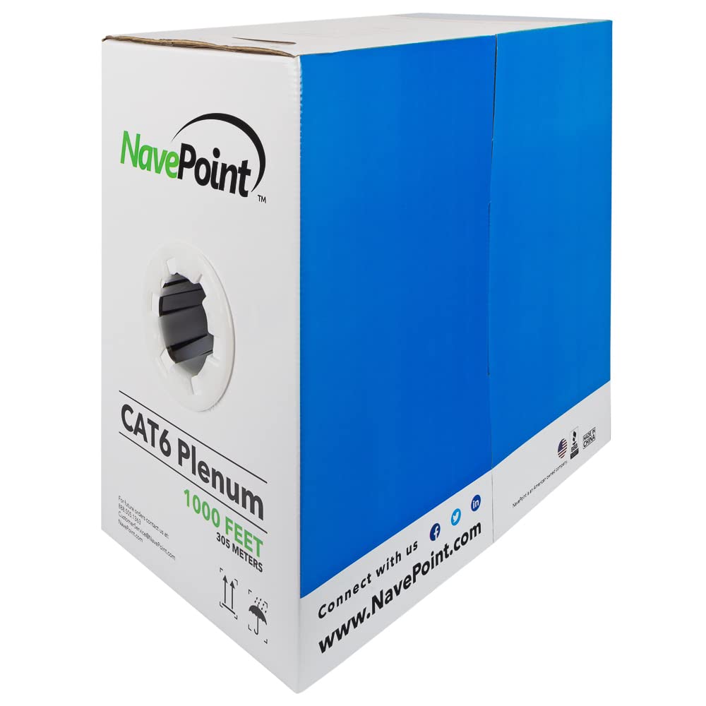 NavePoint Cat6 Plenum Jacket 1000ft Ethernet Cable for Fast Networking