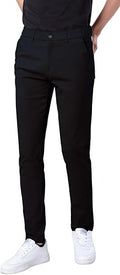 Men's Skinny Stretchy Khaki Pants Slim Tapered Fit by Plaid&Plain