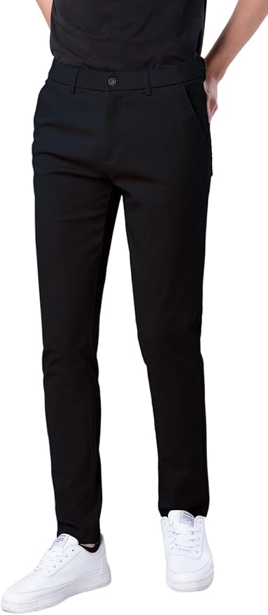 Plaid&Plain Men's Skinny Stretchy Khaki Pants for Stylish Comfort