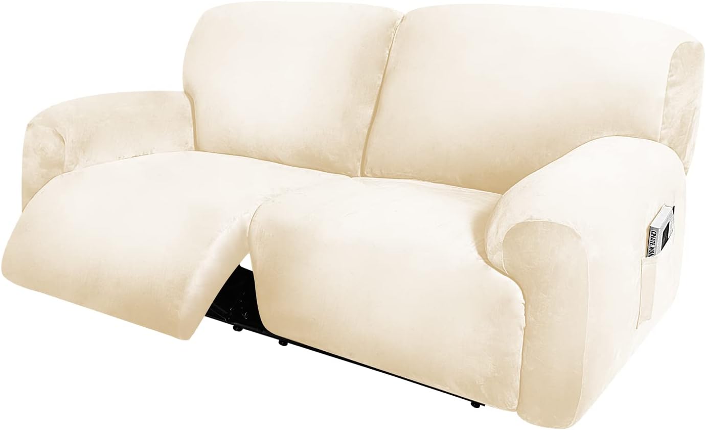 ULTICOR Extra Wide Reclining 2 Seater Sofa Cover - Ivory