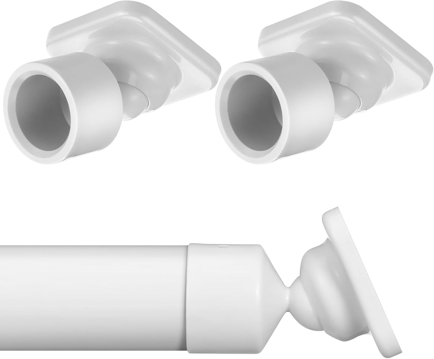 Easy Install Angled Shower Rod Mounts - Set of 2 - Low Cost White Solution