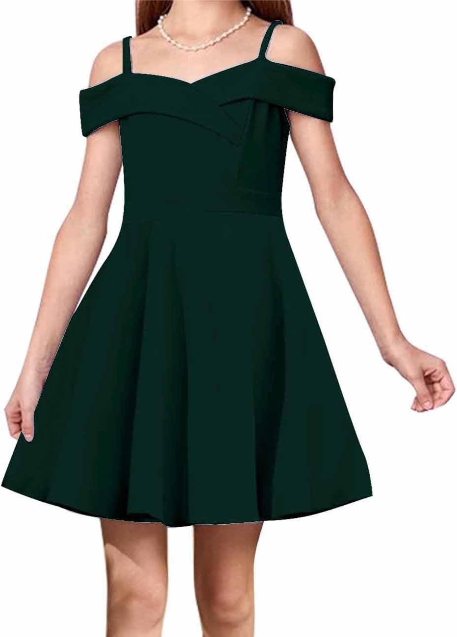 Elegant Princess Cold Shoulder Flared A Line Party Dress for Girls